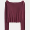 Long-Sleeve Off-the-Shoulder Top,Long-Sleeve Off-the-Shoulder Top