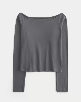 Long-Sleeve Off-the-Shoulder Top,Long-Sleeve Off-the-Shoulder Top