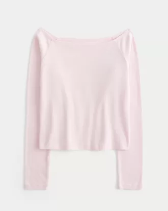Long-Sleeve Off-the-Shoulder Top,Long-Sleeve Off-the-Shoulder Top