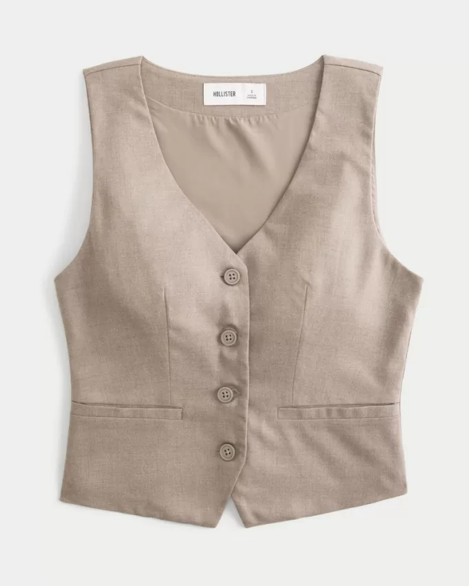 Longer-Length Button-Through Vest,Longer-Length Button-Through Vest