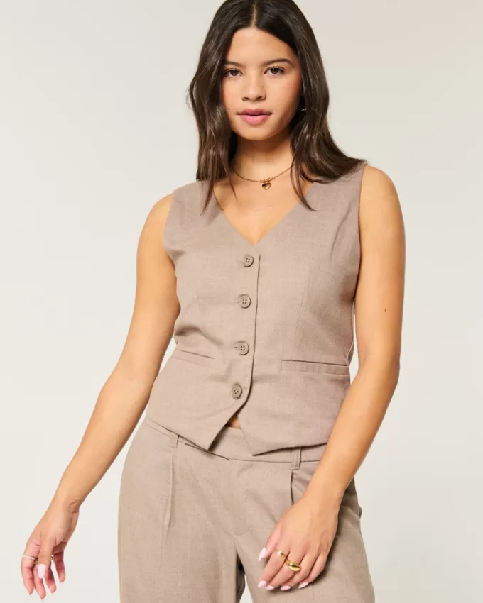 Longer-Length Button-Through Vest,Longer-Length Button-Through Vest
