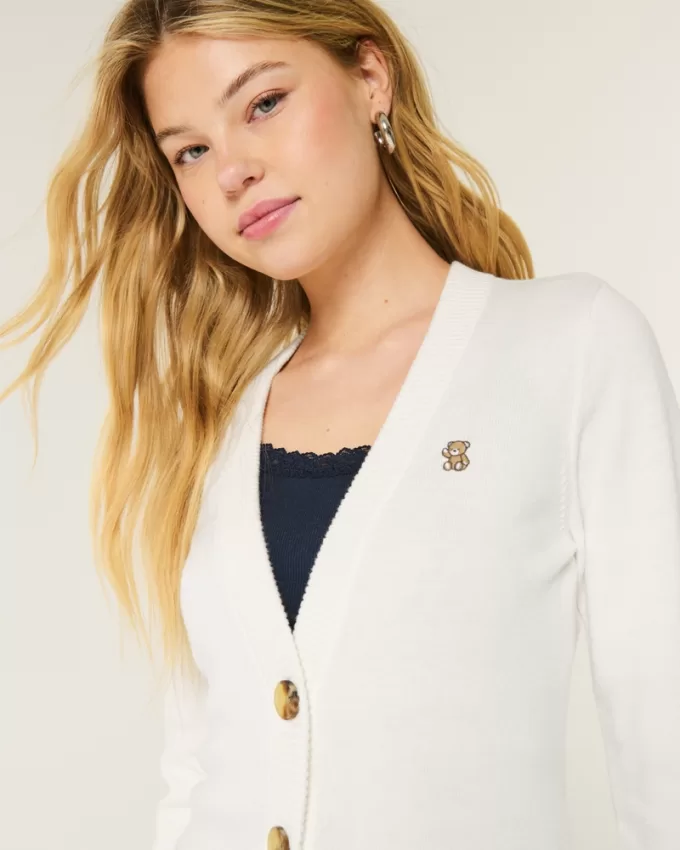 Longline Bear Graphic Cardigan,Longline Bear Graphic Cardigan