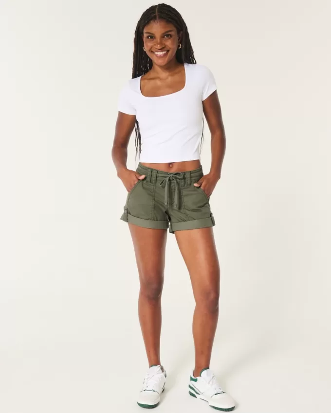 Low-Rise Adjustable Hem Shorts,Low-Rise Adjustable Hem Shorts Low-Rise Adjustable Hem Shorts,Low-Rise Adjustable Hem Shorts