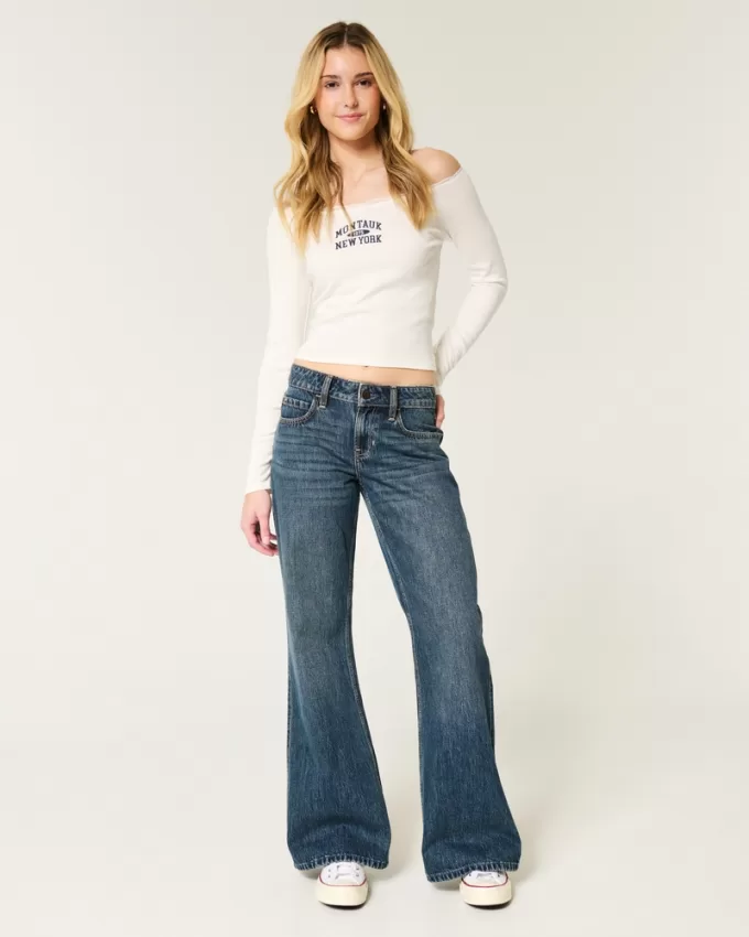 Low-Rise Dark Wash Baggy Flare Jeans,Low-Rise Dark Wash Baggy Flare Jeans Low-Rise Dark Wash Baggy Flare Jeans,Low-Rise Dark Wash Baggy Flare Jeans