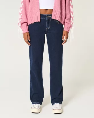 Low-Rise Dark Wash Straight Jeans,Low-Rise Dark Wash Straight Jeans