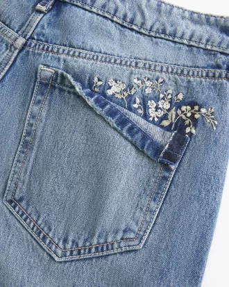 Low-Rise Floral Embroidered Medium Wash Baggy Jeans,Low-Rise Floral Embroidered Medium Wash Baggy Jeans Low-Rise Floral Embroidered Medium Wash Baggy Jeans,Low-Rise Floral Embroidered Medium Wash Baggy Jeans