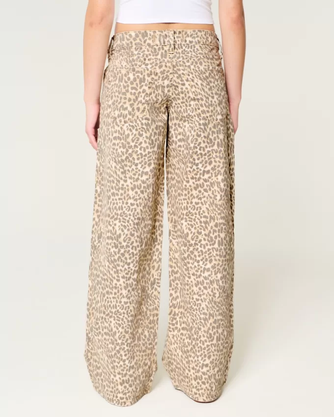 Low-Rise Leopard Print Super Baggy Jeans,Low-Rise Leopard Print Super Baggy Jeans