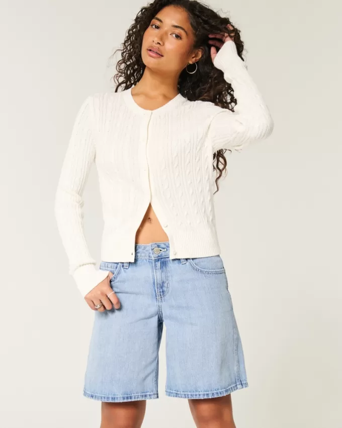 Low-Rise Light Wash Baggy Jort,Low-Rise Light Wash Baggy Jort