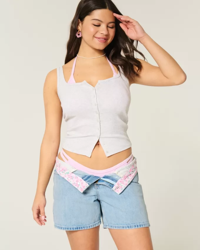 Low-Rise Medium Wash Baggy Denim Shorts 5″,Low-Rise Medium Wash Baggy Denim Shorts 5″