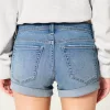 Low-Rise Medium Wash Denim Shortie Shorts,Low-Rise Medium Wash Denim Shortie Shorts