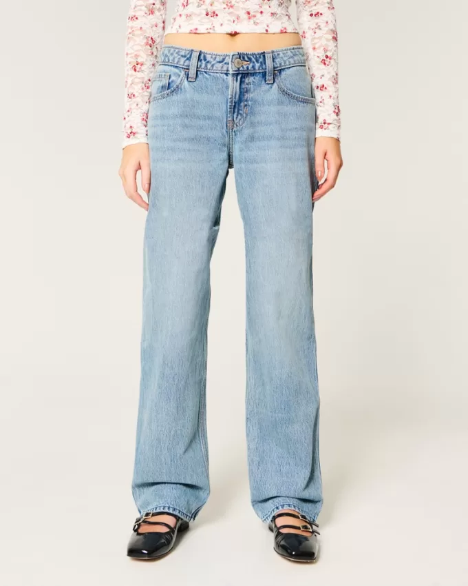 Low-Rise Medium Wash Eyelet Bow Loose Jeans,Low-Rise Medium Wash Eyelet Bow Loose Jeans Low-Rise Medium Wash Eyelet Bow Loose Jeans,Low-Rise Medium Wash Eyelet Bow Loose Jeans