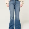 Low-Rise Medium Wash Flare Jeans,Low-Rise Medium Wash Flare Jeans