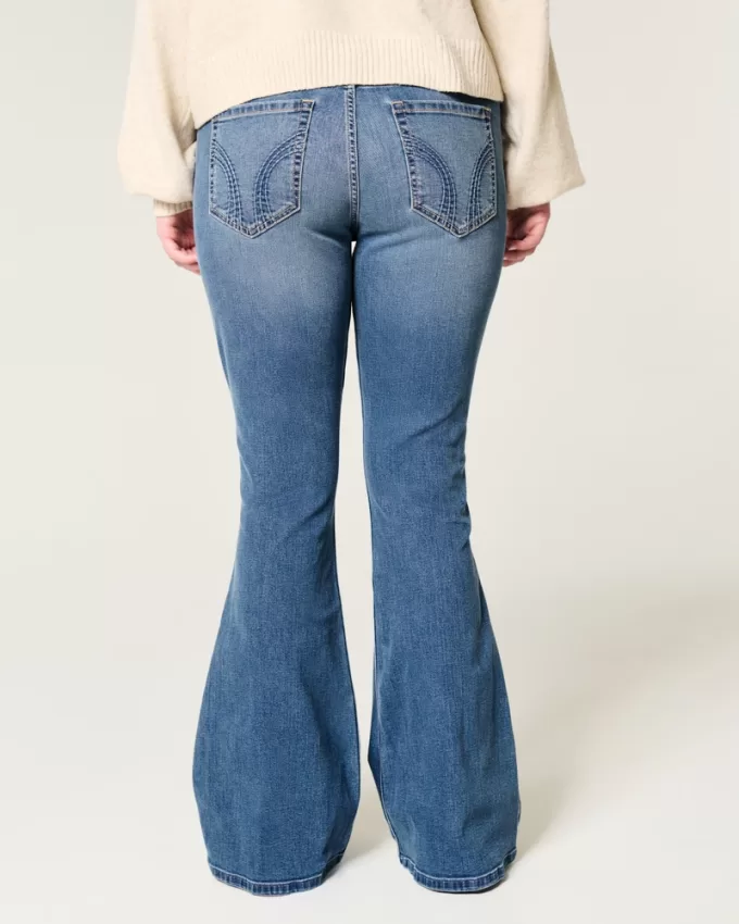 Low-Rise Medium Wash Flare Jeans,Low-Rise Medium Wash Flare Jeans