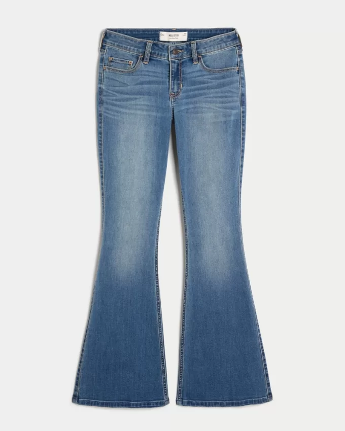 Low-Rise Medium Wash Flare Jeans,Low-Rise Medium Wash Flare Jeans