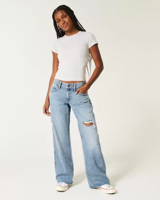 Low-Rise Medium Wash Floral Ripped Baggy Jeans,Low-Rise Medium Wash Floral Ripped Baggy Jeans Low-Rise Medium Wash Floral Ripped Baggy Jeans,Low-Rise Medium Wash Floral Ripped Baggy Jeans