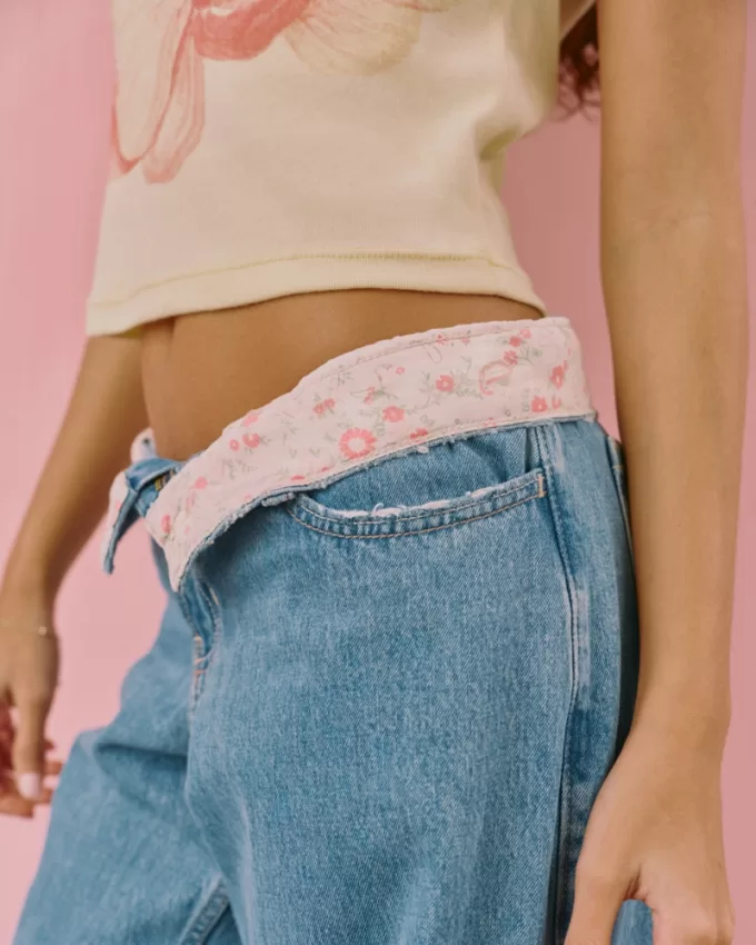 Low-Rise Medium Wash Foldover Waist Baggy Jean,Low-Rise Medium Wash Foldover Waist Baggy Jean Low-Rise Medium Wash Foldover Waist Baggy Jean,Low-Rise Medium Wash Foldover Waist Baggy Jean