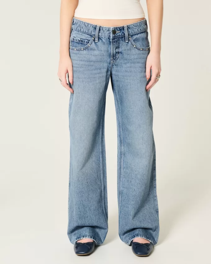Low-Rise Medium Wash Studded Baggy Jeans,Low-Rise Medium Wash Studded Baggy Jeans Low-Rise Medium Wash Studded Baggy Jeans,Low-Rise Medium Wash Studded Baggy Jeans