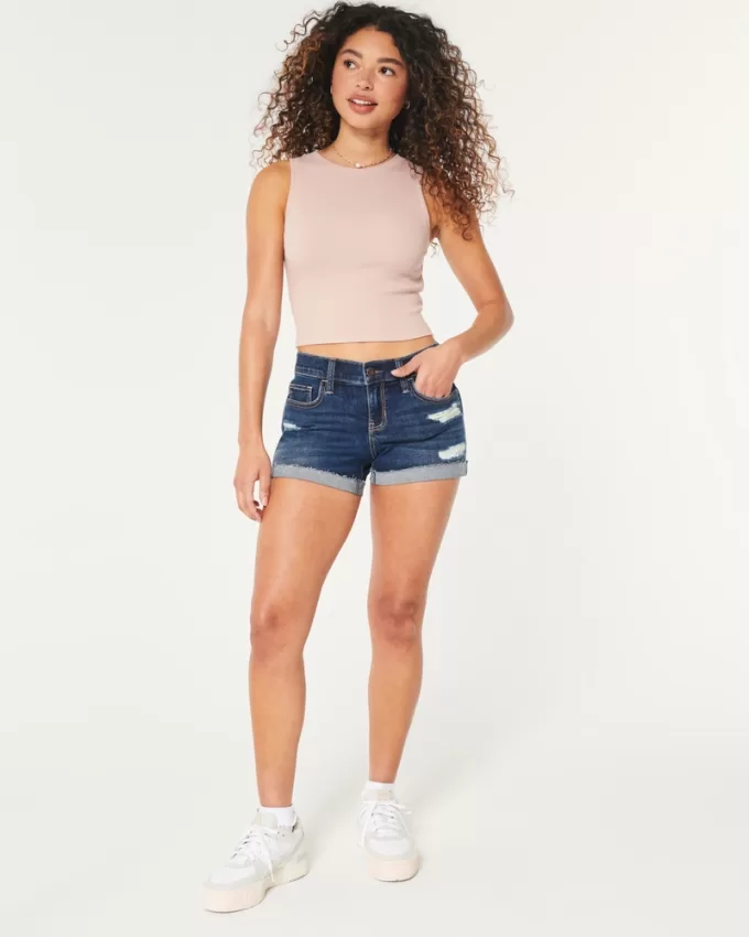 Low-Rise Ripped Dark Wash Denim Shorts,Low-Rise Ripped Dark Wash Denim Shorts Low-Rise Ripped Dark Wash Denim Shorts,Low-Rise Ripped Dark Wash Denim Shorts