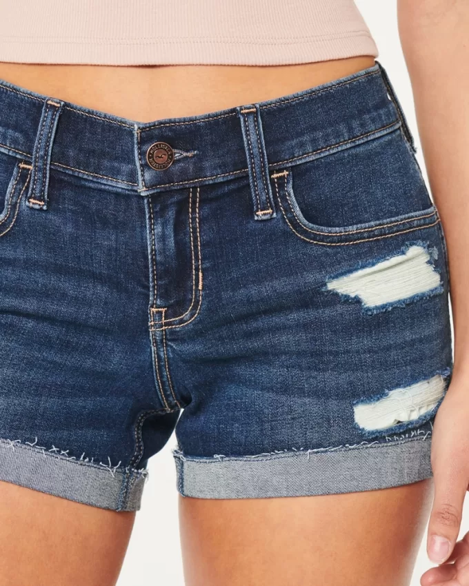 Low-Rise Ripped Dark Wash Denim Shorts,Low-Rise Ripped Dark Wash Denim Shorts Low-Rise Ripped Dark Wash Denim Shorts,Low-Rise Ripped Dark Wash Denim Shorts