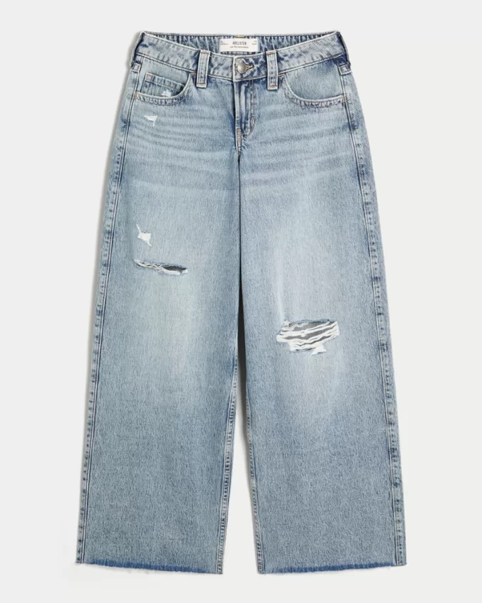 Low-Rise Ripped Medium Wash Super Baggy Jeans,Low-Rise Ripped Medium Wash Super Baggy Jeans