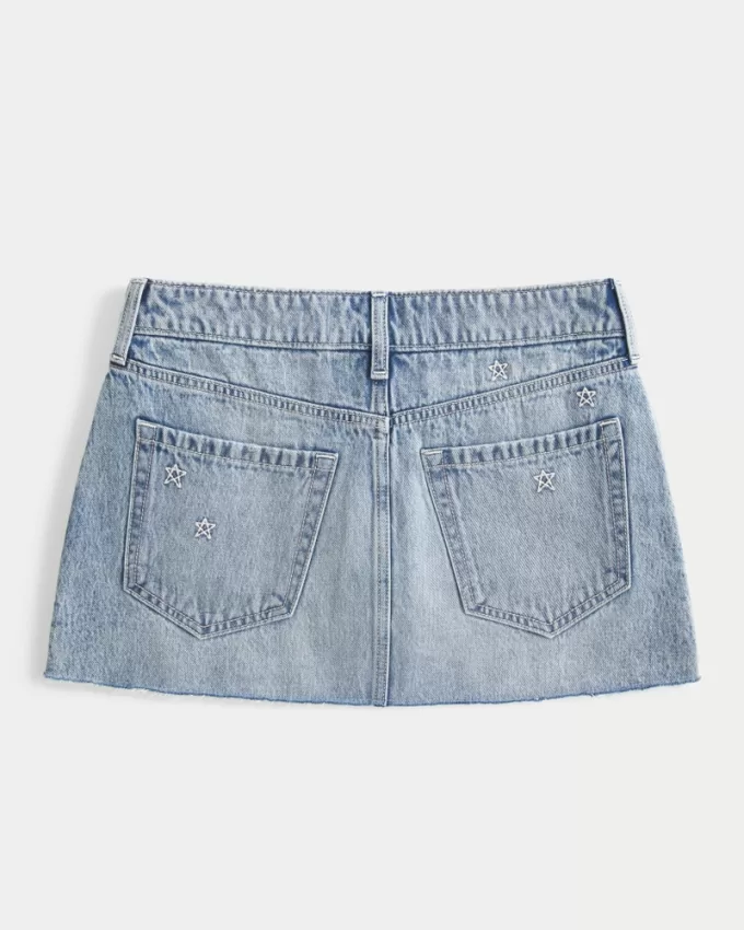 Low-Rise Star Embroidered Denim Mini Skort,Low-Rise Star Embroidered Denim Mini Skort Low-Rise Star Embroidered Denim Mini Skort,Low-Rise Star Embroidered Denim Mini Skort