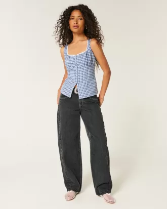 Low-Rise Washed Black Barrel Jeans,Low-Rise Washed Black Barrel Jeans Low-Rise Washed Black Barrel Jeans,Low-Rise Washed Black Barrel Jeans