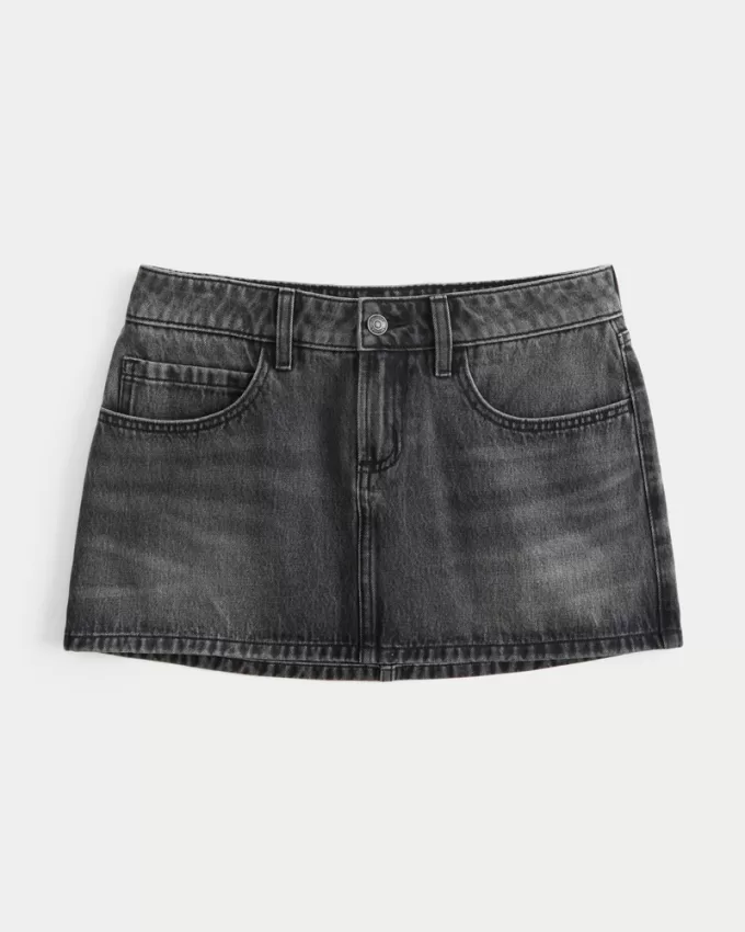 Low-Rise Washed Black Denim Mini Skort,Low-Rise Washed Black Denim Mini Skort Low-Rise Washed Black Denim Mini Skort,Low-Rise Washed Black Denim Mini Skort