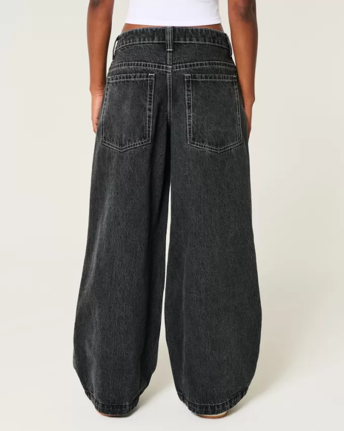 Low-Rise Washed Black Extreme Baggy Jeans,Low-Rise Washed Black Extreme Baggy Jeans