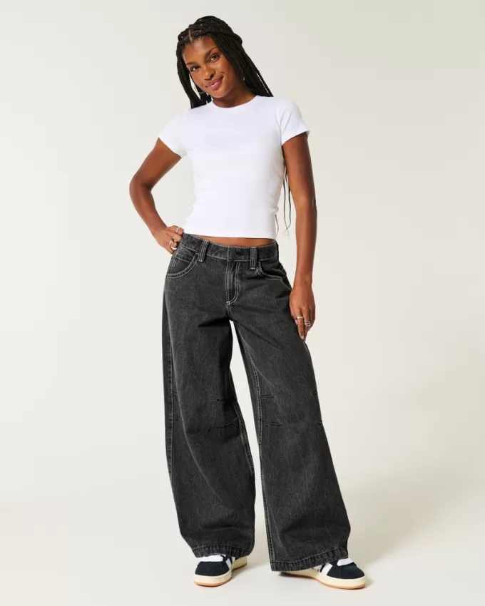 Low-Rise Washed Black Extreme Baggy Jeans,Low-Rise Washed Black Extreme Baggy Jeans