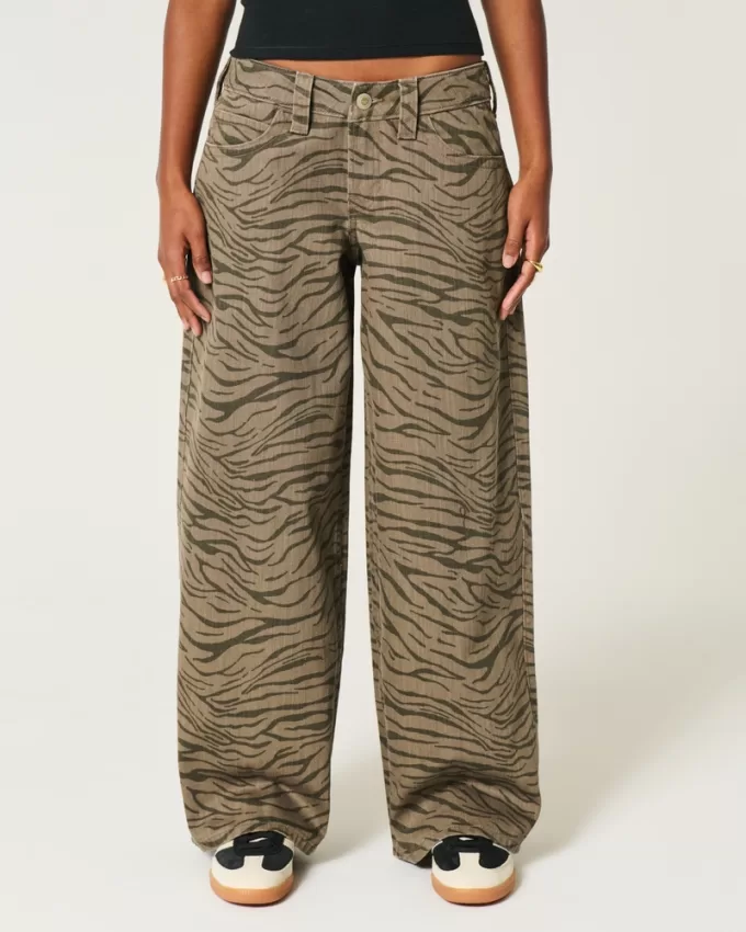 Low-Rise Zebra Pattern Super Baggy Jeans,Low-Rise Zebra Pattern Super Baggy Jeans