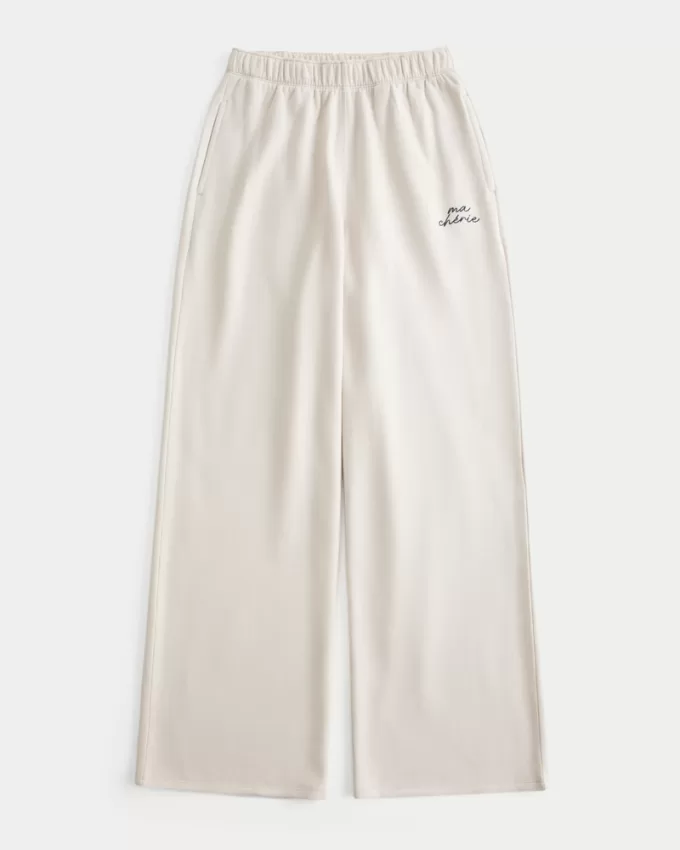 Ma Chérie Graphic Wide-Leg Sweatpants,Ma Chérie Graphic Wide-Leg Sweatpants Ma Chérie Graphic Wide-Leg Sweatpants,Ma Chérie Graphic Wide-Leg Sweatpants