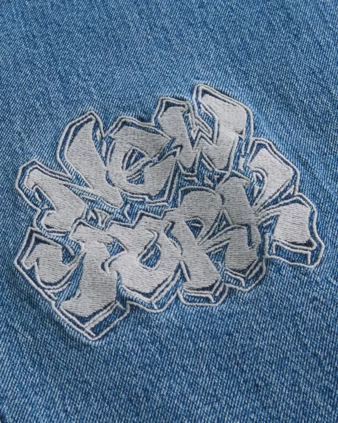 Medium Wash NYC Graphic Super Baggy Jeans,Medium Wash NYC Graphic Super Baggy Jeans Medium Wash NYC Graphic Super Baggy Jeans,Medium Wash NYC Graphic Super Baggy Jeans