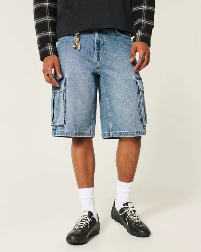 Medium Wash Super Baggy Denim Cargo Shorts,Medium Wash Super Baggy Denim Cargo Shorts Medium Wash Super Baggy Denim Cargo Shorts,Medium Wash Super Baggy Denim Cargo Shorts