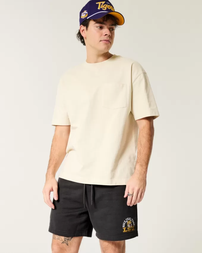 Mid-Thigh Fleece LSU Tigers Graphic Shorts,Mid-Thigh Fleece LSU Tigers Graphic Shorts