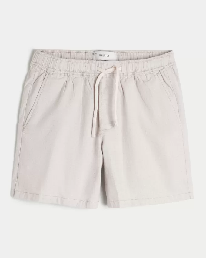 Mid-Thigh Linen-Blend Pull-On Shorts,Mid-Thigh Linen-Blend Pull-On Shorts Mid-Thigh Linen-Blend Pull-On Shorts,Mid-Thigh Linen-Blend Pull-On Shorts