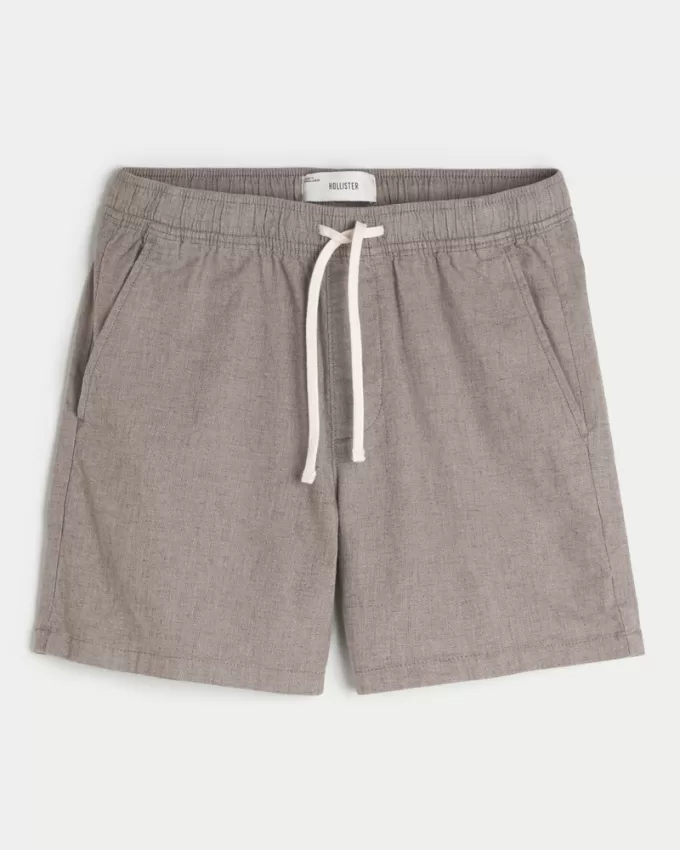 Mid-Thigh Linen-Blend Pull-On Shorts,Mid-Thigh Linen-Blend Pull-On Shorts Mid-Thigh Linen-Blend Pull-On Shorts,Mid-Thigh Linen-Blend Pull-On Shorts