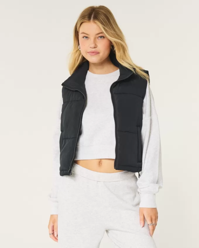 Mini Zip-Up Puffer Vest,Mini Zip-Up Puffer Vest