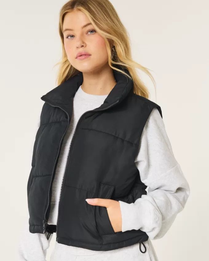 Mini Zip-Up Puffer Vest,Mini Zip-Up Puffer Vest
