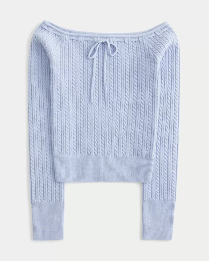 Off-the-Shoulder Cable-Knit Sweater,Off-the-Shoulder Cable-Knit Sweater Off-the-Shoulder Cable-Knit Sweater,Off-the-Shoulder Cable-Knit Sweater