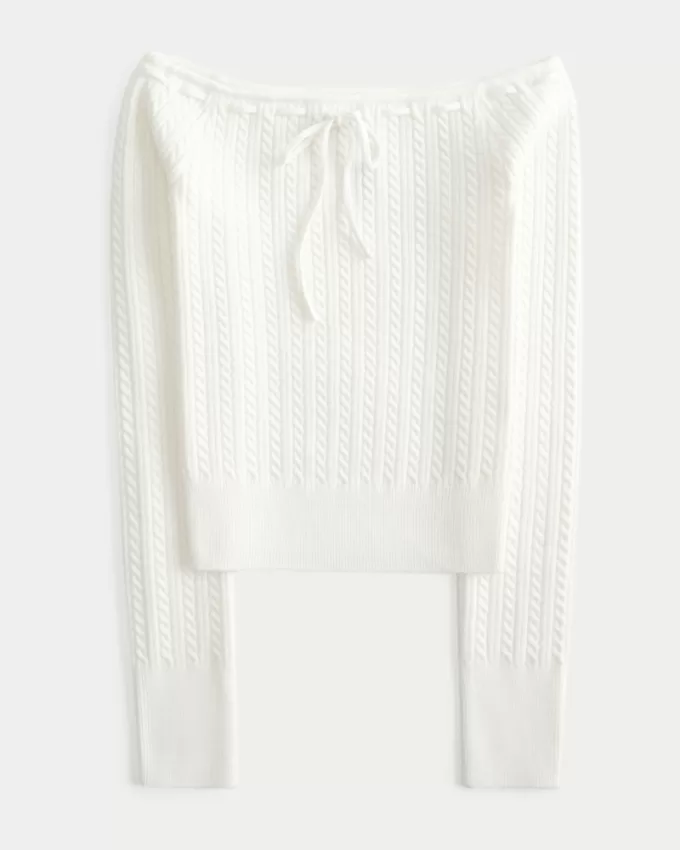 Off-the-Shoulder Cable-Knit Sweater,Off-the-Shoulder Cable-Knit Sweater Off-the-Shoulder Cable-Knit Sweater,Off-the-Shoulder Cable-Knit Sweater