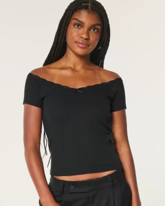 Off-the-Shoulder Lace Trim Top,Off-the-Shoulder Lace Trim Top Off-the-Shoulder Lace Trim Top,Off-the-Shoulder Lace Trim Top