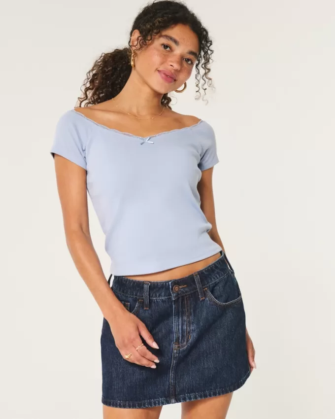 Off-the-Shoulder Lace Trim Top,Off-the-Shoulder Lace Trim Top Off-the-Shoulder Lace Trim Top,Off-the-Shoulder Lace Trim Top