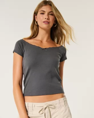 Off-the-Shoulder Lace Trim Top,Off-the-Shoulder Lace Trim Top Off-the-Shoulder Lace Trim Top,Off-the-Shoulder Lace Trim Top