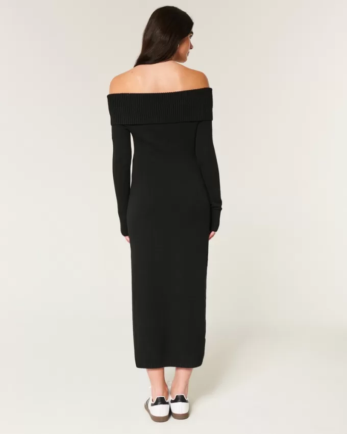 Off-the-Shoulder Midi Sweater Dress,Off-the-Shoulder Midi Sweater Dress Off-the-Shoulder Midi Sweater Dress,Off-the-Shoulder Midi Sweater Dress