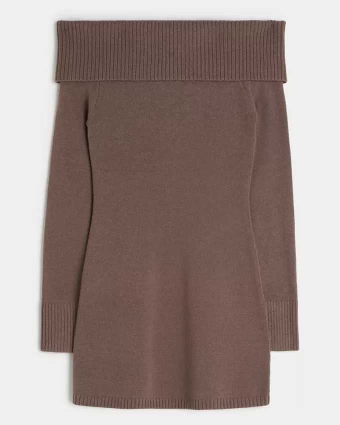 Off-the-Shoulder Skater Sweater Dress,Off-the-Shoulder Skater Sweater Dress