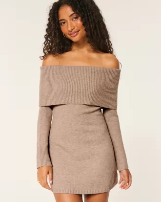 Off-the-Shoulder Skater Sweater Dress,Off-the-Shoulder Skater Sweater Dress Off-the-Shoulder Skater Sweater Dress,Off-the-Shoulder Skater Sweater Dress