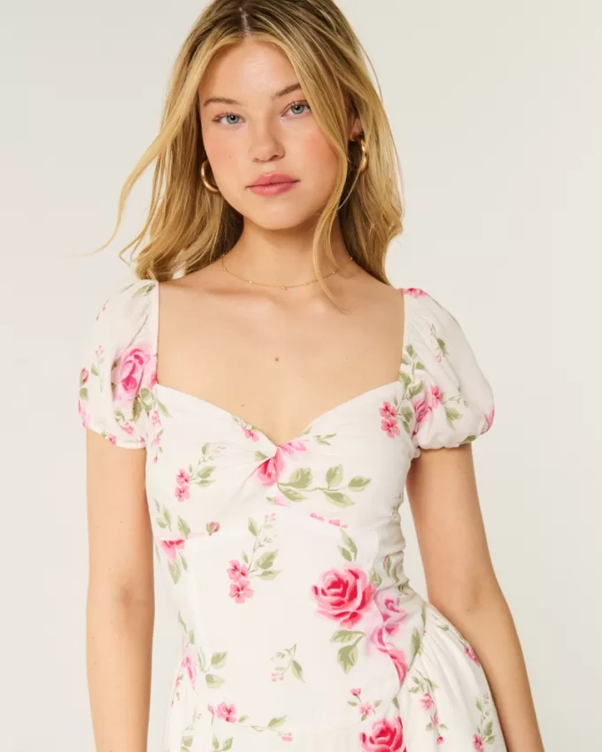 On/Off-the-Shoulder Drop-Waist Dress,On/Off-the-Shoulder Drop-Waist Dress