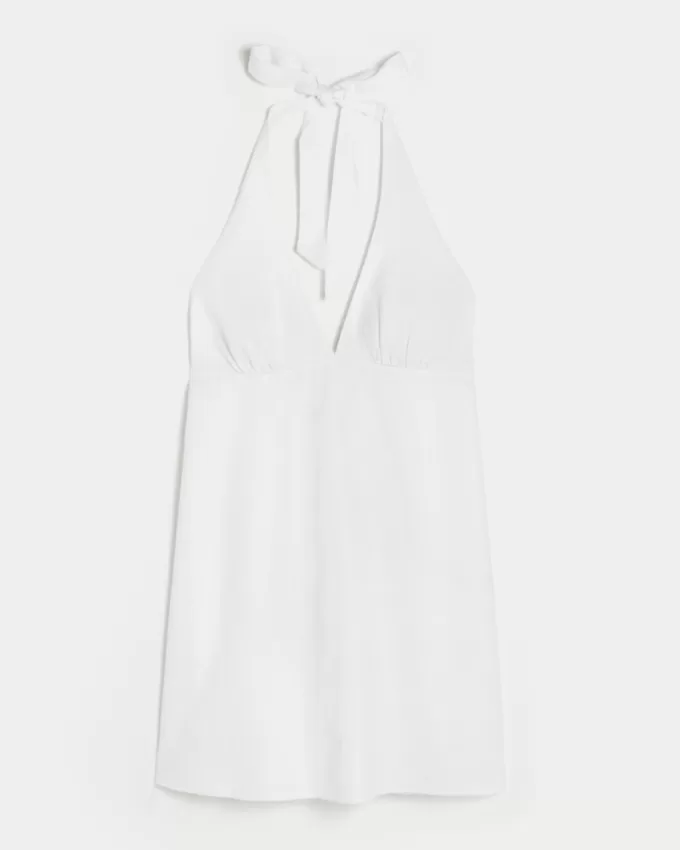 Open Back Linen-Blend Halter Dress,Open Back Linen-Blend Halter Dress Open Back Linen-Blend Halter Dress,Open Back Linen-Blend Halter Dress