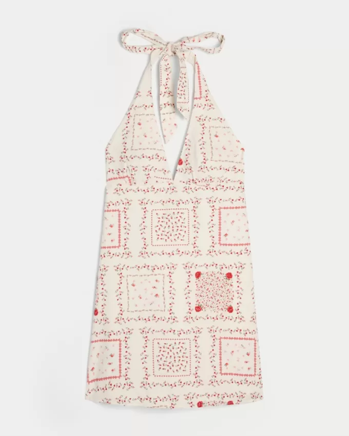 Open Back Linen-Blend Halter Dress,Open Back Linen-Blend Halter Dress Open Back Linen-Blend Halter Dress,Open Back Linen-Blend Halter Dress