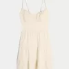 Open Back Linen Blend Mini Dress,Open Back Linen Blend Mini Dress